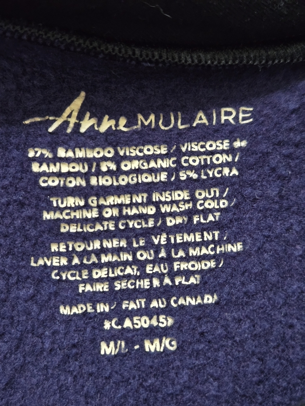 ANNE MULAIRE Navy & Black Colorblock Sweatshirt with Lace Side. Size M/L - Picture 8 of 8